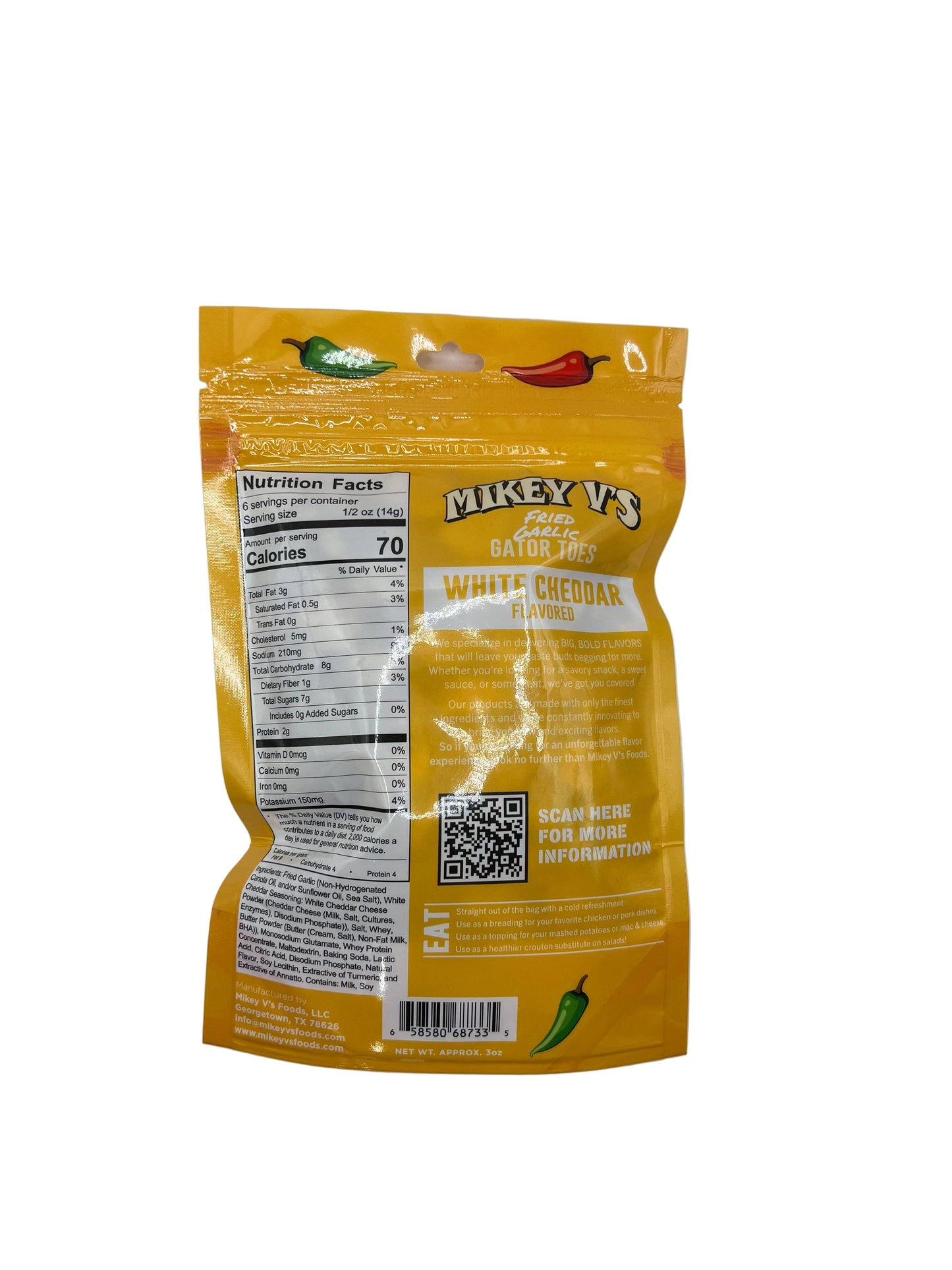 Gator Toes (Deep Fried Garlic) - White Cheddar: 3oz