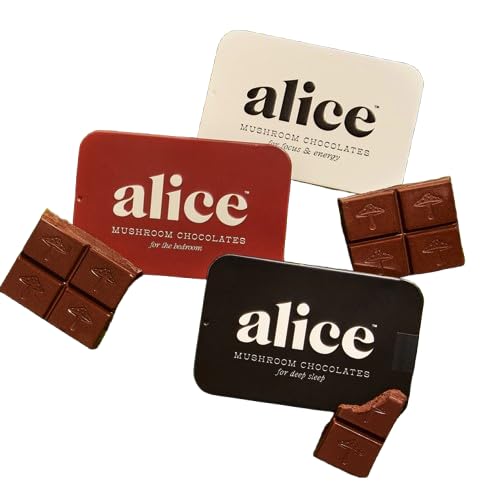 Alice Mushrooms Nightcap + Brainstorm + Happy Ending Threesome | Functional Mushroom Chocolates | Supports Brain Performance | Nightcap Supports Deep Sleep | Happy Ending For Enjoyment