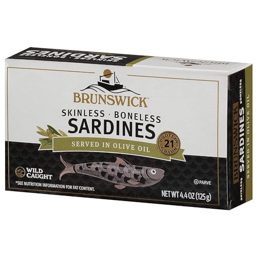Brunswick Wild Caught Skinless And Boneless Sardines, Served In Olive Oil, 4.4 Ounce
