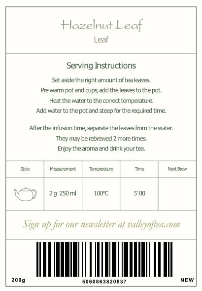 Hazelnut Leaf Tea - Corylus Avellana - Hazelnut Tea Hazel Nuts