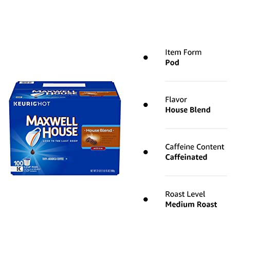 MAXWELL HOUSE K-Cup Coffee Pods House Blend Medium Roast 100 Count Brown