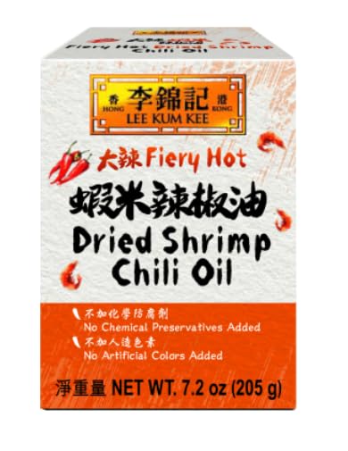 Lee Kum Kee Fiery Hot Dried Shrimp Chili Oil (7.2 oz - 12 Pack) Spicy & Umami Perfect for Stir-Frying Drizzling Dipping Sauce for Dumplings Dim Sum or Hot Pot Cold Dishes & Noodle Soups