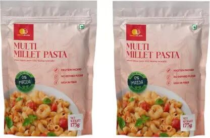 Orgabliss Multi Millet - No MSG | No Preservatives | High Fibre and Protein Macaroni Pasta (Pack of 2, 350 g) With Natural Pure