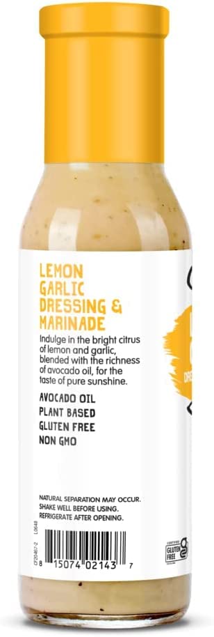 Chosen Foods Lemon Garlic Dressing & Marinade, Avocado Oil, Gluten Free, Non-GMO, 8 Fl Oz (Pack of 6)