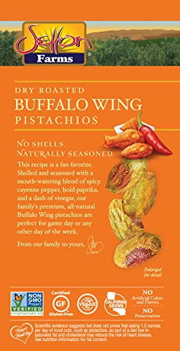 Buffalo Wing Seasoned Shelled Pistachios Kernels - No Shells Dry Roasted No Shell Pistachios, Dry Roasted, Non-Gmo Project Verif