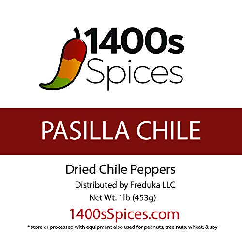1Lb Pasilla Negro Chilaca Dried Whole Chile Seco Peppers Food Service Size, Chili Pods For Authentic Mexican Food, Heat-Sealed R