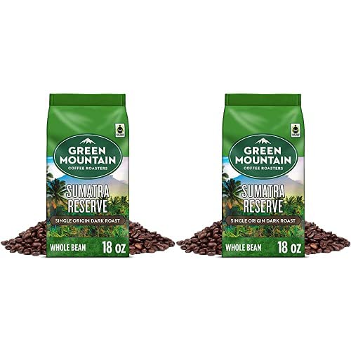 Green Mountain Coffee Roasters Sumatra Reserve, Whole Bean Coffee, Dark Roast, Bagged 18 oz (Pack of 2)