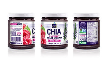 World Of Chia Raspberry Extra Fruit Spread - All-Natural Super Food Chia Fruit Preserve, Gluten Free, Vegan, Low Sugar, Omega 3,