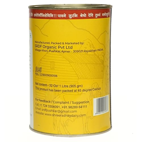 SHREERADHEY A2 Gir Cow Ghee | Traditional Bilona Churned | 1 Liter Tin (Pack Of 2)