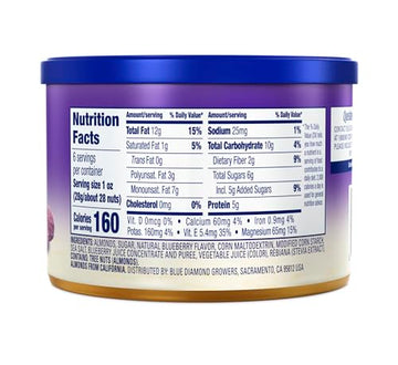 Blue Diamond Almonds, Classic Blueberry Flavored Sweet Snack Nuts perfect size for On-the-go, Lunch, Adults and Kids, 6oz Can (P