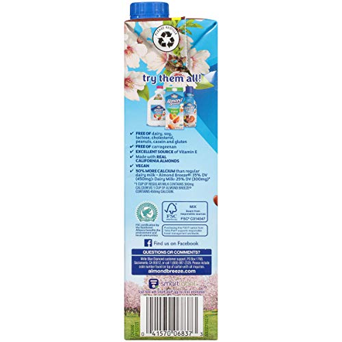 Almond Breeze Dairy Free Almondmilk, Chocolate, 32 Fl Oz (Pack Of 12)