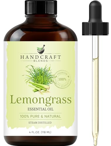 Handcraft Blends Lemongrass Essential Oil - 100% Pure Therapeutic Grade - 4 fl. Oz with Glass Dropper