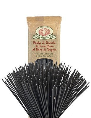 Rustichella D'Abruzzo Tonnarelli With Squid Ink - 500G Bag - Long Italian Pasta With Cuttlefish Ink, Ideal For Shellfish, Spicy Fish Sauce & Olive Oil Dishes - Authentic Flavored Pasta From Abruzzo, Italy