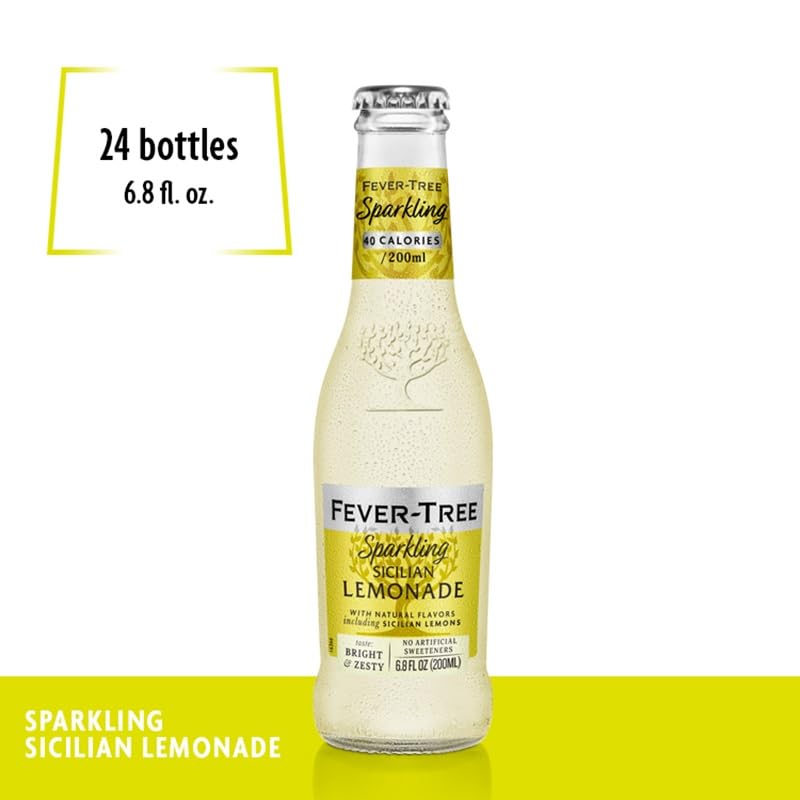Fever Tree Sparkling Sicilian - Premium Quality Mixer - Refreshing Beverage For Cocktails & Mocktails. Naturally Sourced Ingredients, No Artificial Sweeteners Or Colors - 200 Ml Bottles - Pack Of 24