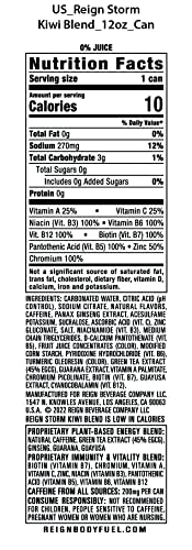 REIGN Storm Kiwi Blend Fitness Energy Drink, 12 Fl Oz, Pack of 12, 12 Servings