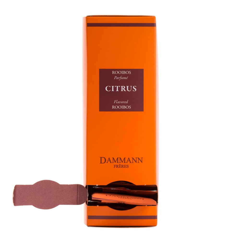 Dammann Freres Rooibos Citrus Tea Bags, Premium Gourmet, 24 Count, Cristal Tea Bags, Model 8203