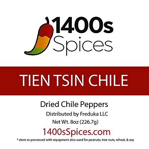8Oz Chili Tien Tsin Whole. Dried Chinese Red Peppers For Hunan Or Szechwan Cooking - Ideal For Asian, Thai, Indian, Mexican Dish