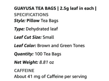PACHA Guayusa Tea Bags | 100 Count | 2.5g Each | High Natural Caffeine | Clean Energy Tea