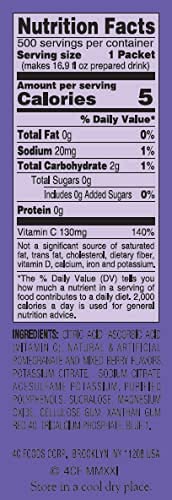 4C Powder Drink Stix, Wildberry Pomegranate 500 Count, Bulk Buy, Singles Stix, On The Go, Refreshing Water Flavorings, Value Pack