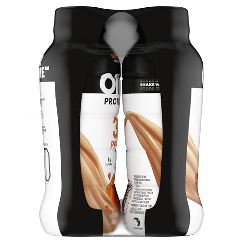 Oikos Protein Shake Salted Caramel 30g High Protein Drinks Shelf Stable Ready to Drink 5g Prebiotic Fiber 12 fl oz Bottle 4 Count