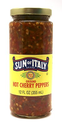 Sun of Italy Hot Cherry Peppers - Ground 12oz - Spicy Italian Flavor for Cooking and Snacking