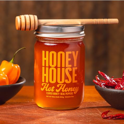 Honey House Hot Honey Premium Spicy Infused With Chili Peppers | 100% Natural With Natural Spices | Gourmet Sweet & Spicy Condim