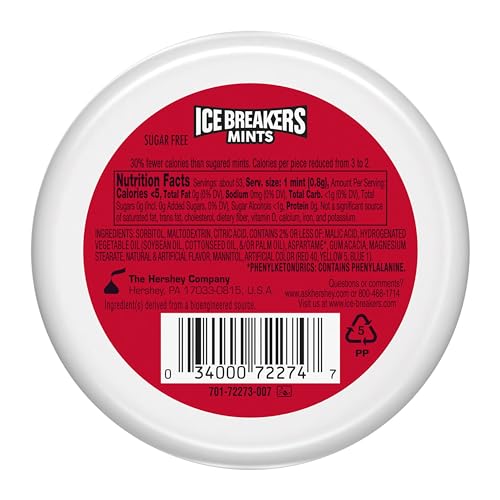 ICE BREAKERS Cherry Limeade Sugar Free Mints, 1.5 oz (8 Count) - Refreshing Mint Tins for Instant Freshness