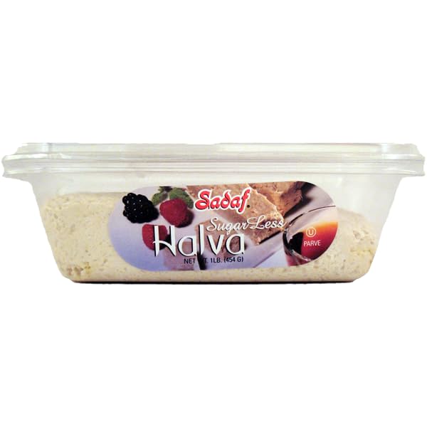 Sadaf Halva Sugarless - Sugarless Halva Dessert for Food Flavoring & Snacking - Middle Eastern Cuisine -Kosher & Sugar Free- 16