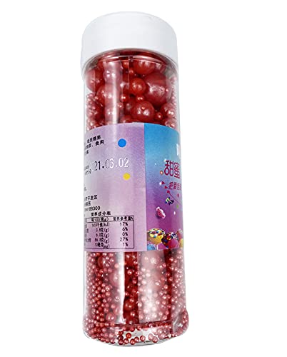Christmas Sprinkles Edible Pearl Sugar Red Candy 120g/ 4.2oz Baking for Cake Decorations Cupcake Toppers Cookie Decorating Ice C