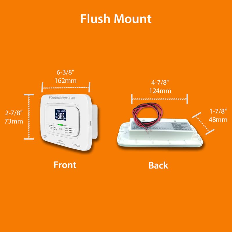 Pangaea Rv Carbon Monoxide & Propane Dual Gas Detector - Hard-Wired Dc 12V, Large Lcd Display, 85Db Loud Alarm, Easy Reset/Test