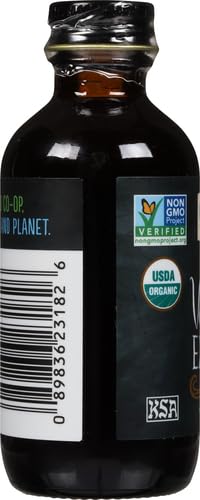 Frontier Co-op Organic Vanilla Extract, 2 Ounce Glass Bottle, Buttery Smooth, Sugar-Free Flavor For Smoothies and More