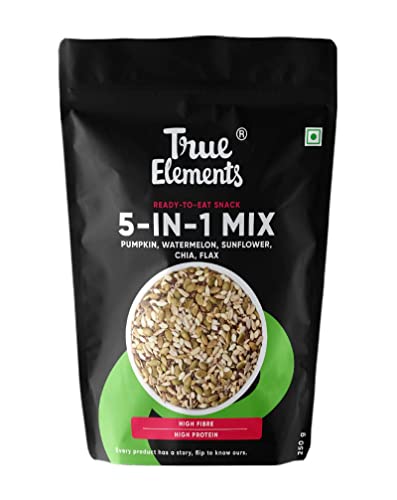True Elements Mixed Seeds for Eating - 5 in 1 Seeds Mix 250gm | Edible Seeds | Healthy Seed Snacks | 100% Natural and Roasted Se
