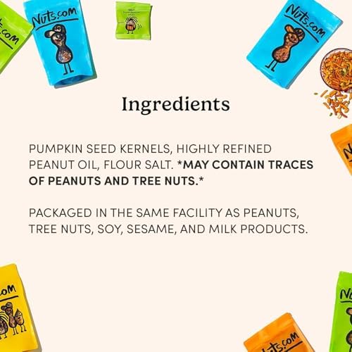 Nuts.com - Roasted Pepitas - 2 Lb Bag, Unsalted No Shell Pumpkin Seeds, Healthy Snack for Adults & Kids, Rich in Protein, Fiber