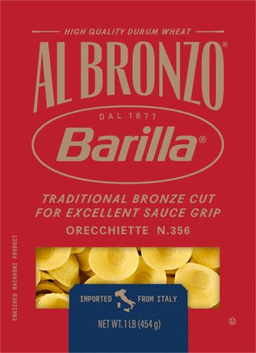Barilla Al Bronzo Orecchiette Pasta, 16 oz - Authentic Italian Pasta, Perfect for Soups and Salads, Pack of 1