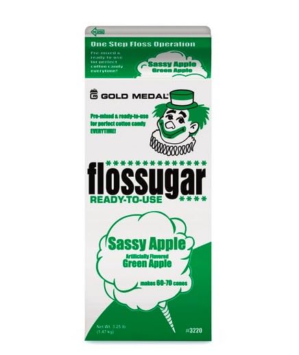 Generic Sassy Apple (Apple) - Floss sugar Flavor Cotton Candy 3.25 lb - 1 Carton 52 oz - 1/2 Gallon