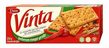 Vinta Roasted Red Pepper Crackers, Dare, 250g/9oz, 12-Pack {Imported from Canada}