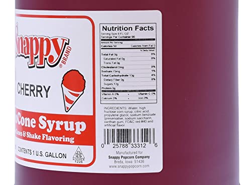 Snappy Cherry Sno Cone Syrup, 1 Gallon
