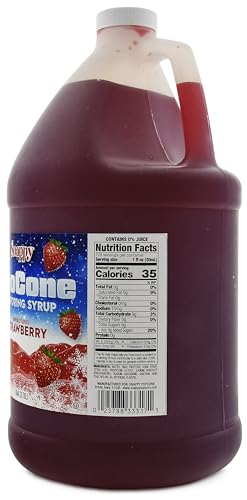 SNAPPY Sno Cone Syrup, Strawberry Flavor, Ready to Use, 1 Gallon (128 Fl Oz), Model 33307GA