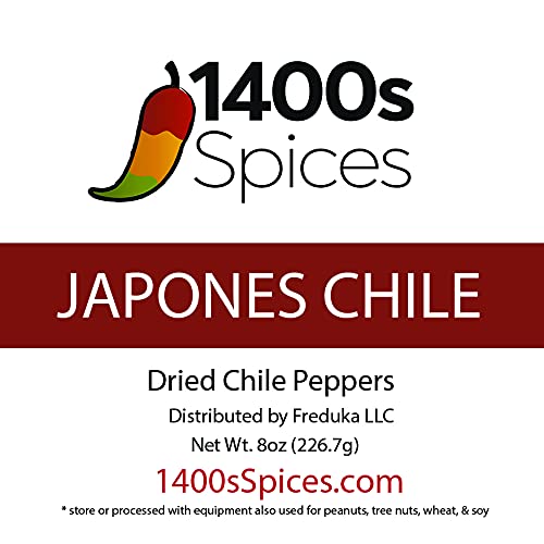 8Oz Japones Dried Whole Chile Peppers, Japanese Red Pepper, Chili Seco Pods For Authentic Mexican Food, Heat-Sealed Resealable B