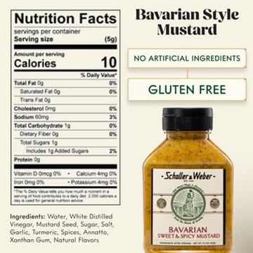 Schaller & Weber Bavarian Mustard, Classic Bavarian-Style, All Natural Mustard, 9.5 Ounce (Pack Of 1)