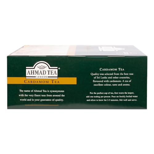Ahmad Tea Black Tea, Cardamom Teabags (No Envelopes), 100 Ct - Caffeinated And Sugar-Free