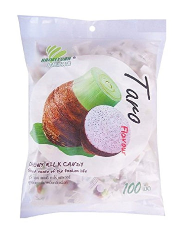 Haoliyuan Taro Flavor Sweet Soft Chewy Milk Candy, 100 Pieces (13.4 Oz)