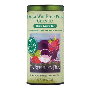 The Republic Of Tea - Decaf Wild Berry Plum Green Tea, 50 Tea Bags, Tin | Fruit Tea | Decaffeinated