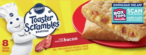 Pillsbury Bacon Toaster Scrambles, Frozen Breakfast Pastries, Value Size, 8 Ct, 14.4 oz