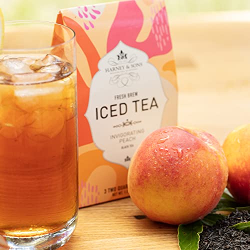 Harney & Sons Fresh Brew Peach Iced Tea, 3 Count Box, Makes 6 Quarts Of Iced Tea
