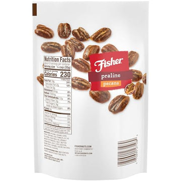Fisher Snack Praline Pecans, 5.5 Ounces, Resealable Pouch, Made with Whole Mammoth Pecans (Pack of 2)