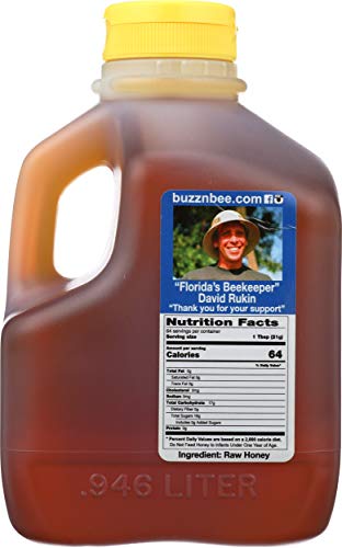Buzzn Bee Raw Wildflower Honey, Unfiltered & Unpasteurized, 48 Ounce, 3 Pound Pack