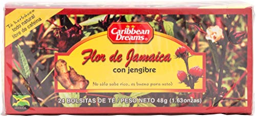 Caribbean Dreams Sorrel & Ginger Herbal Tea, 24 Tea Bags, Caffeine Free, White, Model CD S&G