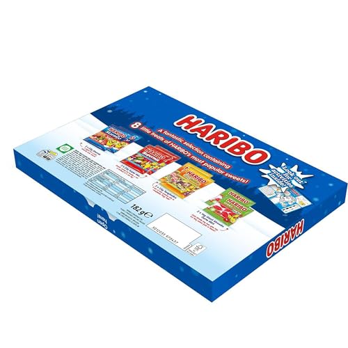 Haribo Christmas Candy Gift, Holiday Gummy Candy For Kids, Selection Box With Fun Activities, Includes Starmix, Super Mix And Mo