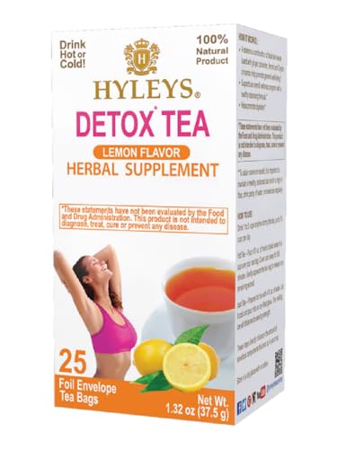 HYLEYS Detox Tea - Green Tea with Lemon - 25 Tea Bags - 12 Pack